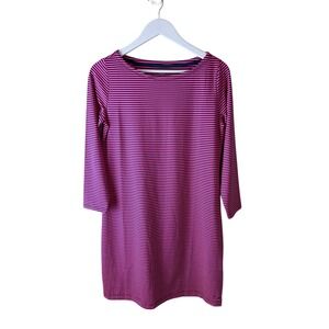 Vineyard Vines Sankaty Pink Navy Striped Boatneck Sheath Dress 3/4 Sleeve Small